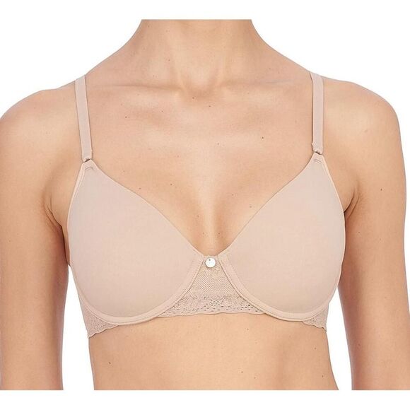 Natori 32B Bliss Perfection Contour Bra Beige T-shirt Minimalist Everyday Chic - Picture 1 of 8